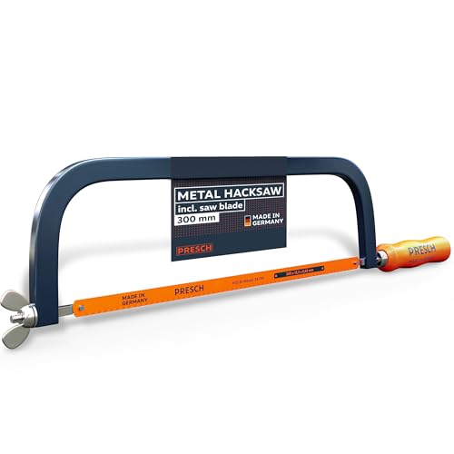 Presch Hacksaw 300mm - BI-Metal Edge for Precise Work - 90° Rotation for Horizontal & Vertical Sawing - Quick Change System - Metal Hand Saw