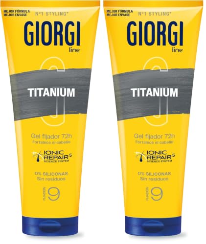 Giorgi Line - Gomina Absolut Titanium, 0% Siliconas, Fijación y Duración 48h sin Residuos, Acabado Ultra- Resistente y Ligero, Fijación 5-170 ml (Paquete de 2)