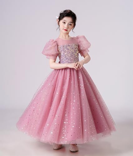 Flower Girl's Long Dress Kids Lace Princess Dress Wedding Birthday Party Dress 33882