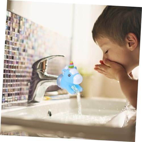 Image of jojofuny 1Pc Unicorn Faucet Extender for Boy Girl Cartoon Water Guide for Easy Hand Washing Fits Bathroom Faucets Portable Design for Toddlers Cute Blue Unicorn Theme