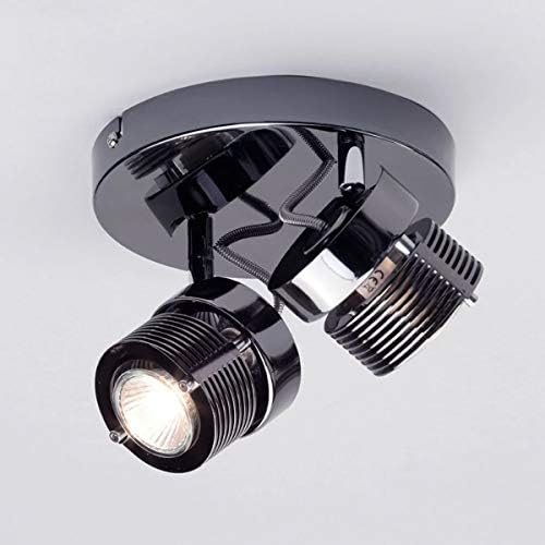 CGC Black Chrome Modern Ceiling Twin Spot Light Surface Studio Loft Flush Downlight 2 Double Head Lounge Kitchen Bedroom Apartment Industrial Bathroom Adjustable