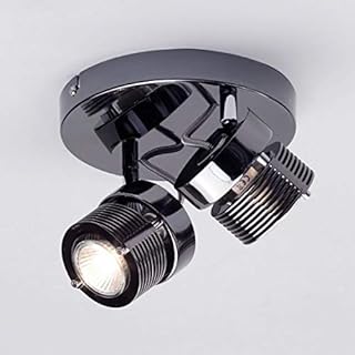 CGC Black Chrome Modern Ceiling Twin Spot Light Surface Studio Loft Flush Downlight 2 Double Head Lounge Kitchen Bedroom Apartment Industrial Bathroom Adjustable