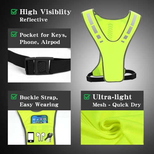 flintronic 1PCS Laufweste, Warnweste Fahrrad, Reflektorweste Laufwes, Reflektierende Warnweste, für Damen Herren Kinder, für Joggen, Fahrrad, Für Damen & Herren, Atmungsaktiv, Leicht