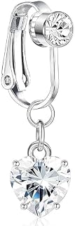 VibeZone 1 Pcs Of Fake Belly Button Rings for Women & Girls – Non-Piercing Clip-On Navel Rings,Stainless Steel CZ Heart, B... Price In India