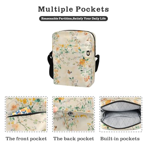 KLL Orange Flowers mens messenger bag crossbody Vegan Leather crossbody bag Casual Woman Handbag Shoulder Strap2