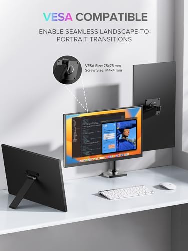 Image of UPERFECT 18.5 inch 4K QLED Portable Monitor, 3840x2160 UHD Display | 145% sRGB, 60Hz, VESA Support, Protective Case Included, USB-C & Mini HDMI External Screen for Laptop & Gaming