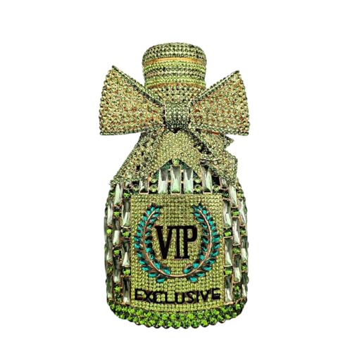 Image of UMREN Women Champagne Bottle Rhinestone Evening Bag Sweet Bow Diamond Clutch Purse Crystal Handbag for Party Cocktail