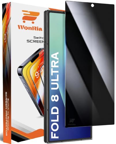 Image of WonRia Pack 1 - Privacy Tempered Glass Compatible with Samsung Galaxy Z Fold 8 Ultra Screen Guard Protector | Anti-Spy | Case Friendly - Installation Kit