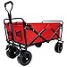 Produktbild Dametay Bollerwagen Faltbar Klappbar Handwagen: Faltbarer Premium Bollerwagen Gummireifen mit Bremse Tragbarer Strandwagen Klappbollerwagen bis 100KG Rot