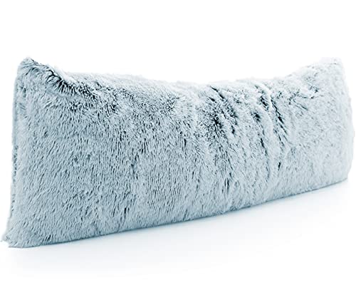 Cheer Collection Shagg Hair Long Body Pillow | Super Soft And Plush Faux Fur Lumbar Pillow For Couch Or Bed Decor - 20 X 54 Inches, Blue Ombre #TOP15