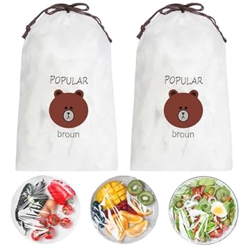 AMFUN Sacchetti di Conservazione Freschi, 200 Pezzi Copri Ciotole Elastiche, Sacchetti per Alimenti, Sacchetti Alimenti, Sacchetti Trasparenti Copri Alimenti per Mantenere Freschi I Cibi Verdure