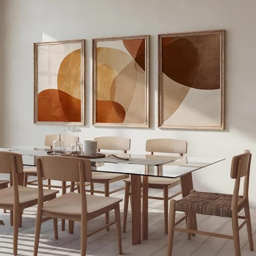 Tableaux abstraits beiges triptyque décoration murale neutre 30x40 - 4