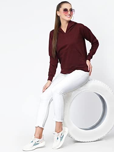 Image of UZARUS Women's Cotton Fleece Stylish Sweatshirt Hoodie