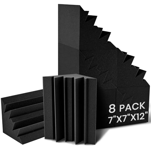 Focusound 8 Pack Bass Trap Acoustic Foam Panels