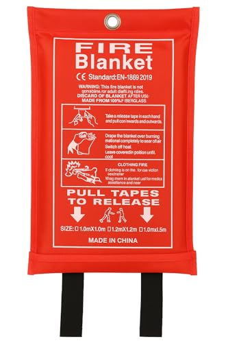 AAKSH555|Fire Blanket Large Size 1m x 1m | Emergency Quick Release, Easy & Quick Unfolding|100% Glass Fabric Soft Case | Essential Safety for Home, Kitchen, Garage,Office, Caravan,Camping,Car&Grill