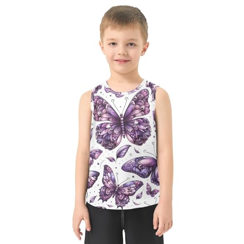 susiyo Purple Color Butterfly Boys Sleeveless Tank Top Girls Athletic T Shirt2