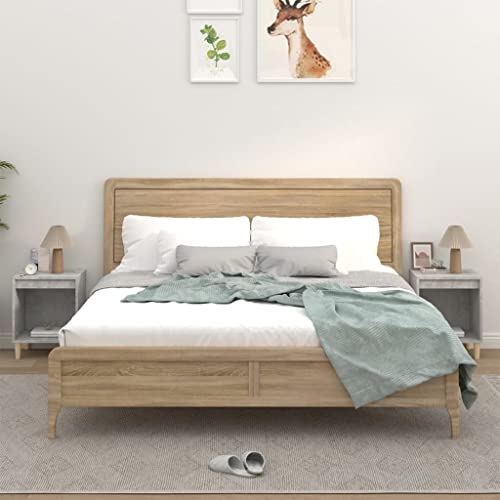 Tonture Mesitas de noche, juego de 2, gris hormigón, 40 x 35 x 50 cm, material de madera resistente, mesitas de noche modernas con mucho espacio de almacenamiento, perfectas para dormitorio y sala de