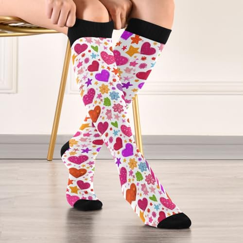 Image of Pigsaly Red White Polka Dot Womens Compression Socks Athletic Tube Sock Knee High Socks Outdoor Sport Socks