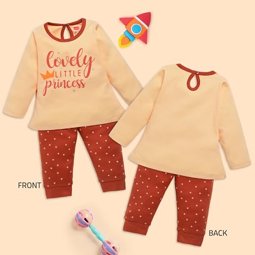 Image of LuvLap Baby Girls 100% Cotton Full Sleeve Top & Pyjama Sets, Pack Of 02