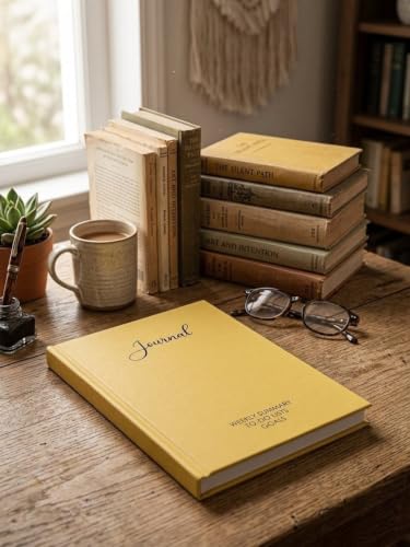 Image of Unruled Premium Hardcover Journal Notebook | Weekly Summary, To-Do Lists & Goal Planner | Undated Productivity Journal | A5 Size, Smooth Writing Pages | 100gsm Thick Paper, 80 Sheets /160 Pages Per Book | Elegant Notebook for Work, Study & Personal Planning (YELLOW, Unruled)