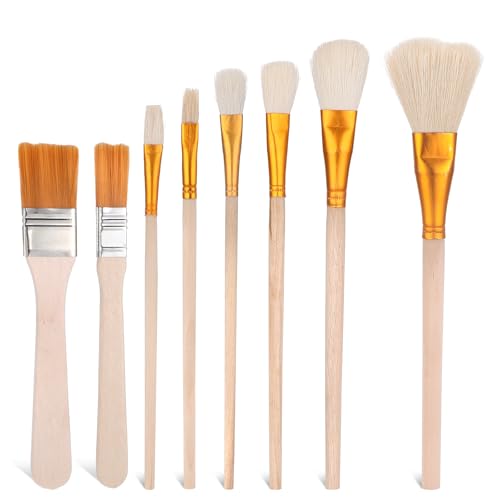 8 Stück Pinsel für Keramik Bemalen, Keramikpinsel, Weiche Pinsel für Serviettentechnik Pinsels Versiegelung Keramik Glasur Pinsels Töpfern, Glasurpinsel Töpfern, Ton Formen Töpfernn Töpfergla
