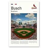 BuschStadium Poster (L17 xW11 Canvas) St. Louis Ballpark Wall Art Print, Cardinals Retro Sports Poster, Gift for Baseball Fans Supporters