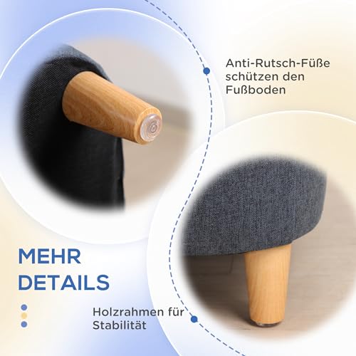 PawHut Hundesofa, Haustiersofa Katzensofa Hundebett für mittelgroße und große Hunde, Hundecouch mit Erhöhtem Design, Hundesessel mit Holzbeine, Dunkelgrau, 95 x 63 x 39 cm