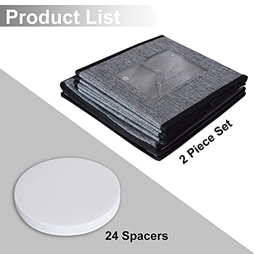 Homyfort China Storage Containers With Lid And Handles, Dinnerware Storage Box For Dishes With 12 Felt Dividers, Hold 24 Plates,10 X 10, Set Of 2, Grey #TOP6