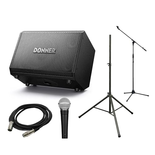 Donner MT-1 SM58+ブームスタンドセット 【弾き語り・小規模ライブセット】 バッテリー内蔵スピーカー ドナー