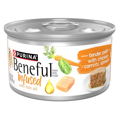 Purina Beneful Infused Moist Pate Canine Meals with Actual Rooster, Carrots and Spinach, with Fish Oil for Canine – (Pack of 12) 3 oz. Cans Purina Beneful Infused Moist Pate Canine Meals with Actual Rooster, Carrots and Spinach, with Fish Oil for Canine – (Pack of 12) 3 oz. Cans