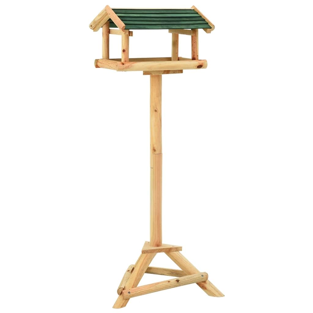 Vogelhäuschen mit Ständer aus massivem Tannenholz 37x28x100 cm Vogel Futterhaus mit Plattform Dach für Futterstation im Garten und Balkon