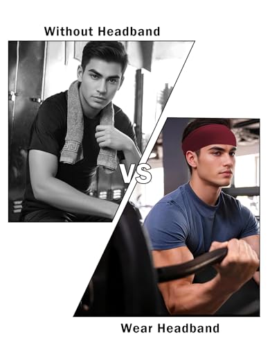 Image of Headbands for Men & Women, Sweat Headband Non-Slip Sweatband Sports Running Cycling Yoga Basketball Workout Football Training
