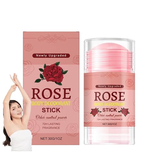 Stick desodorante natural para el cuidado corporal - Aroma de rosas, enriquecido con glicerina vegetal y vitamina E, control de olores portátil para axilas, manos, pies y más (1pcs)