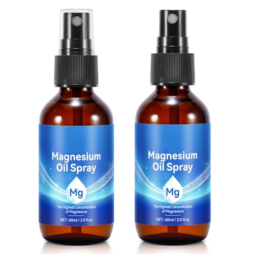 Magnesium Oil Spray 2 Pack Organic Topical Body Spray Natural Magnesium for Feet Body Care Fast Absorbing Non GMO Formula Glass Bottle Spray for Daily Relaxation and Muscle Care