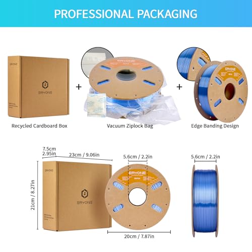 Image of ERYONE Silk PLA Filament for 3D Printer 1.75mm + /- 0.03mm, Shiny Filament 1kg (2.1lbs) /Spool, Sky Blue