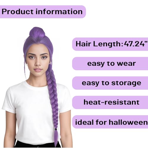demon costume rumi wigs cosplay anime mira zoey costume wigs for women men purple braid wig halloween cosplay props