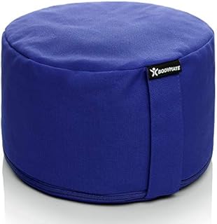 BODYMATE poduszka do jogi, ekstra wysoka, okrągła, średnica 31 cm, wys. 20 cm, z wypełnieniem z ziaren gryki, poszewka do prania w pralce, ze 100%-owej, grubej bawełny, do medytacji i siedzenia