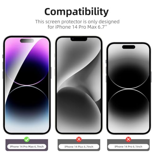 Image of NEW'C for iPhone 14 Pro Max Screen Protector + Camera Lens Protector