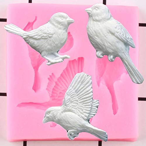 SHEANAON 3D Oiseaux Silicone moules Bricolage fête Bonbons Chocolat Cuisson Moule Cupcake Topper Fondant gâteau décoration Outils résine Argile Moule Cover