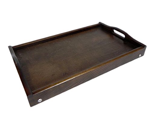 Plateau de lit en bois - Plateau de service Petit Déjeuner au Lit avec pieds pliants, Bois dense, marron foncé, 50 x 30 x 22 cm