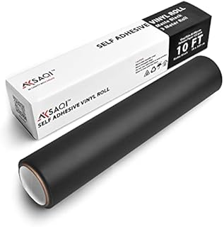 Aksaqi Black Vinyl Matt-Roll, 30x300 cm /12 inches x10 ft- Black Self Adhesive Vinyl Compatible with All Cutting Machines - Easy to Cut, Weed & Transfer - Ideal for Home Decor, Walls & DIY Projects
