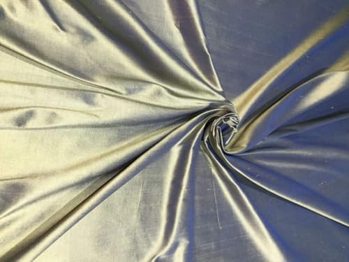 Tissu soie bleu irisé et jaune doré pour robe de mariée et cortège unique