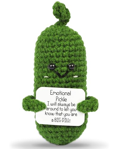 Hoedia Handmade Emotional Pickle Small Christmas Secret Santa Gifts, Cucumber Crochet Inspirational, Cute Funny Support College Office Friend Birthday Mothers Day Easter Basket Stocking Stuffers