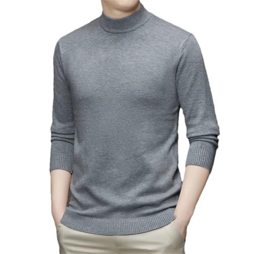 Men's High Neck Pullover Sweaters Long Sleeved Solid Sweater Soft Warm Comfortable Knitted Base Top