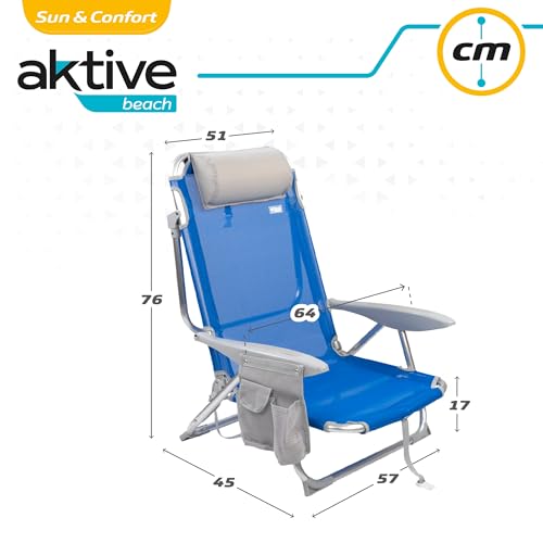 Strandstuhl Aktive 62609 Klappstuhl mit Kissen und Liegefunktion