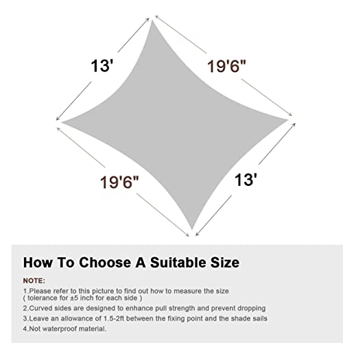 Icover Sun Shade Sail Canopy 13'X19'6", 185Gsm Fabric Permeable Pergolas Top Cover, For Outdoor Patio Lawn Garden Backyard Awning, Teal #TOP3