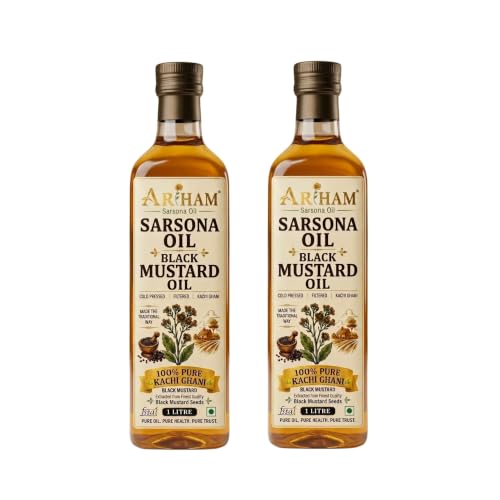 Image of Sarsona Oil Arham Sarsona Black Mustard Oil 1L | Cold Pressed Kachi