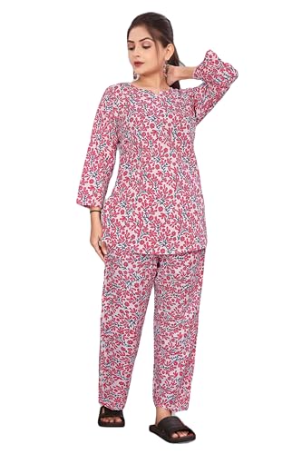 Image of Women's Pure Cotton Top and Pyjama Set
