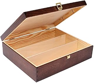 Creative Deco Brown Wooden Wine Box Gift Storage | 3 Bottles | 35.1 x 30 x 10 cm | Wood Holder Lacquer | Perfect Luxury Box for Christmas, Birthday, Wedding, Valentines Day, Anniversary