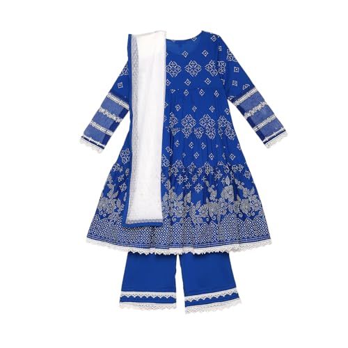 Image of BIBA Cotton Printed Regular Semi-Formal Kurta With Palazzo And Dupatta